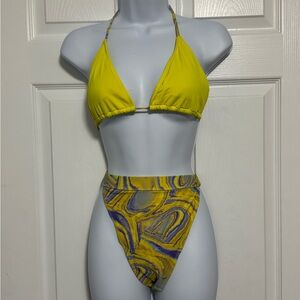 Vibrant Yellow and Purple Bikini Set